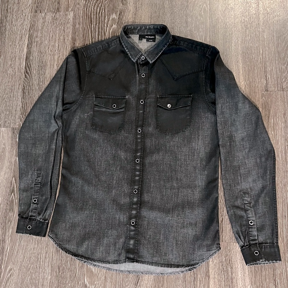 The Kooples Denim Jean Collar Shirt  - Snap Button Down